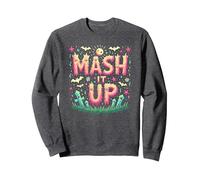 Monster Mash It Up, Divertente Festa di Halloween Felpa, Unisex per Adulti, Grigio Scuro, L