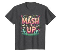 Monster Mash It Up, Divertente Festa di Halloween Maglietta, Bambini, Grigio Scuro, 10 Anni
