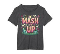 Monster Mash It Up, Divertente Festa di Halloween Maglietta, Donna Plus-Size, Grigio Scuro, 6X