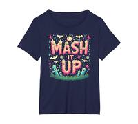 Monster Mash It Up, Divertente Festa di Halloween Maglietta, Donna Plus-Size, Navy, 2X