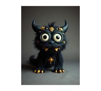 Monster Notebook - Black Scary Cute: Lined notebook for kids, teens and adults - 100 pages A5