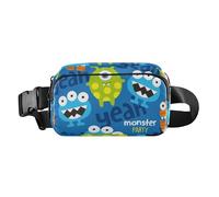Monster Party - Marsupio a tracolla alla moda, per donne, uomini, adolescenti, piccolo, antifurto, con cinghia regolabile, per allenamento, corsa, escursionismo, Monster Party Blu Verde, 1 Size