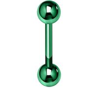 Monster Piercing Bilanciere Dritto in Titanio anodizzato Verde, Calibro 14, Grado 23 e Titanio, Colore: Verde, cod. BAT-MP-R003GR-16MM