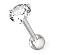 Monster Piercing - PIercing Naso/Trago/Helix. Stud a Bottone. Barra da Naso in Acciaio Chirurgico 316L. Punto Luce: Zirconia Rotonda Chiara da 1,5 mm. Calibro: 16 Gauge (1,2 mm). Ipoallergenico
