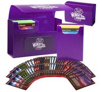 Monster Protectors - Scatola per carte collezionabili con chiusura magnetica autobloccante e scomparti rimovibili, con glitter viola, adatto a 150 carte TCG piccole e standard, Yugioh, Pokemon, MTG