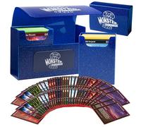 Monster Protectors - Scatola per carte collezionabili con chiusura magnetica autobloccante e scomparti rimovibili, con glitter blu, adatta a 150 carte TCG piccole e standard, Yugioh, Pokemon, MTG più