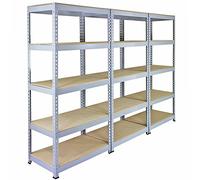 Monster Racking - 3 Scaffali Q-Rax in Acciaio Senza Bulloni Grigi 90cm x 50cm x 182,5cm