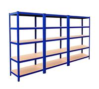 Monster Racking - 3 Scaffali T-Rax In Acciaio Senza Bulloni Blu 90cm x 45cm x 180cm