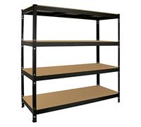 Monster Racking - Scaffale Q-Rax con 4 Ripiani in Acciaio Senza Bulloni Nero 160cm x 60cm x 160cm