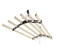 Monster Shop Stendibiancheria da Soffitto con 6 Stecche di Legno e Supporti in Ghisa Nera per Asciugare Vestiti, Indumenti e Biancheria - 240cm