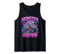Monster Sister Shark Truck Funny Pink Sibling Canotta