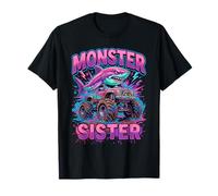 Monster Sister Shark Truck Funny Pink Sibling Maglietta