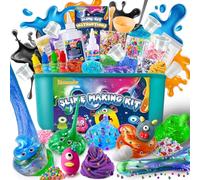 Monster Slime Kit, Galaxy & Glow in The Dark Slime Making Kit per ragazze ragazzi 6-12, kit sottile fai da te con add-ins, sfere di schiuma, charms, glitter, giocattolo sottile per bambini