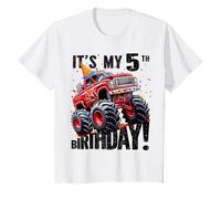 Monster Truck 5° compleanno ragazzo cinque anni tema bambino Maglietta