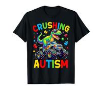 Monster Truck Dinosaur Crushing Autism Awareness Maglietta