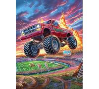 Monster Truck in Magical Forest Rompicapo 1000 Pezzi Per Bambini E Genitori Accompany Fairy Tale Cute Cartone Spesso Sicuro Difficoltà Bassa Per Svago Familiare Con Poster Incluso Qualità Garantita 10
