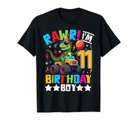 Monster Truck - Maglietta per 11° compleanno dinosauro Happy Bday T-rex Maglietta