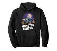 Monster Truck Night Scene Offroad Power Illustration Felpa con Cappuccio