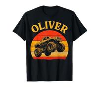 Monster Truck Oliver Personalizzato Nome Personalizzato Retro OLIVER Maglietta