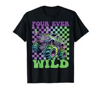 Monster Truck per Bambini Funny Four Ever Wild 4° Compleanno Maglietta