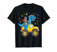 Monster Truck Raccoon Riding Dino Back to School Funny ABC Maglietta