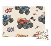 Monster Truck Racing Set Jigsaw Puzzle Impossible 1000 Pezzi Decorazione Per La Casa. Giochi Rilassamento E Intelligence Per Adulti E Ragazzi Da 14 Anni 38x26cm/1000pcs