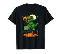 Monster Truck Trex Dinosauro Halloween Zucca Ragazzi Ragazze Bambino Maglietta
