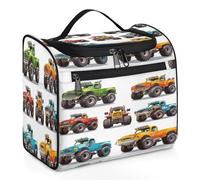 Monster Trucks - Beauty case da viaggio per donne, uomini, bambini, ragazze, ragazzi, 11,2 l, grande, per cosmetici, da appendere, per articoli da toeletta, Colore, Grande, Organizer per borse