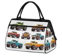 Monster Trucks - Borsone da viaggio per donne, uomini, bambini, ragazzi, ragazze, weekend, 24 l, borsone da cabina per sport, palestra, yoga, Colore, Grande, Organizer per borse