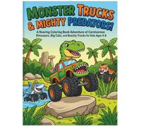 Monster Trucks & Mighty Predators Coloring Book: Fun Dinosaur, Big Cat & Beastly Truck Coloring Adventures for Kids Ages 4-8