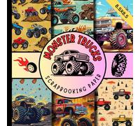 monster trucks scrapbooking paper: smash crush colorful truck craft paper pad great for cardmaking, junk journals, origami and mixed media & more crafting projects