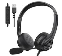 Monster Voicelink 100 Cuffie cablate per PC/laptop, cuffie cablate con microfono a cancellazione del rumore, connessione USB, plug and play, controllo chiamate, cuffie per computer, uso per ufficio e