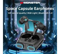 Monster XKT32 Auricolari Bluetooth 5.4 wireless TWS Auricolari da gioco Capsula LED RGB Design con copertura ribaltabile Cuffie Hi-Fi Standby lungo