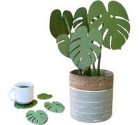 Monstera Coaster Set 3D Printed,Turtle Leaf Tropical Leaves Plant Coasters,Creative Green Leaf Drink Nonslip Magnetic Coasters,Non Slip Anti Stain Heat Reusable Silicone Coasters