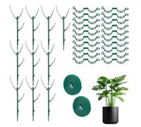 Monstera - Confezione da 10 supporti e supporti per piante da interno, palo impilabile per muschio con 20 clip e 2 rotoli di fascette in velcro, pali regolabili per piante rampicanti (Pothos