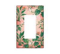 Monstera - Copertura per interruttore della luce a bilanciere singolo, pianta botanica tropicale in vaso, uccello del paradiso, in plastica verde, dimensioni standard, accenti da parete, per casa