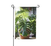 Monstera Deliciosa, bandiera da giardino con stampa palma di banana, 30,5 x 45,7 cm, decorazione per esterni per cortile, patio, portico e bandiera del prato