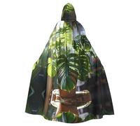 Monstera Deliciosa, mantello con cappuccio con stampa di palme a banana, per Halloween, Natale, cosplay