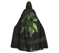 Monstera Deliciosa, mantello con cappuccio con stampa di palme a banana, per Halloween, Natale, cosplay