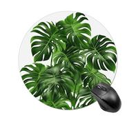 Monstera Deliciosa Tappetino per mouse rotondo con palma a banana, impermeabile, antiscivolo, tappetino per mouse divertente, 19,8 x 19,8 cm, per computer, laptop, accessori da scrivania da ufficio