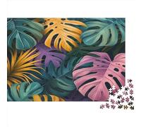 Monstera Foglie Jigsaw Puzzle Impossible 1000 Pezzi Foglie colorate Decorazione Per La Casa. Rilassamento E Intelligence Per Adulti E Ragazzi Da 14 Anni 1000pcs (75x50cm)