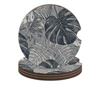 Monstera - Sottobicchieri per auto, 6,6 cm, 4 pezzi, antiscivolo, universali, per portabicchieri dell'auto, set di accessori per interni dell'auto, unisex
