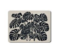Monstera - Tappetino scolapiatti per bancone della cucina, tappetino scolapiatti in gomma assorbente con foglie nere tropicali, tappetino scolapiatti moderno in pelle PU per bancone della cucina