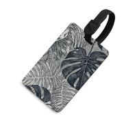 Monstera - Targhette per bagagli con motivo foglie, porta carte di credito per valigie, con scudo per la privacy, borsa da viaggio, targhetta identificativa, per uomini e donne, zaino da borsa, stile