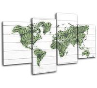 Monstera World Map Atlas Maps Flags MULTI TELA parete arte foto stampa