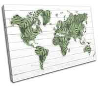 Monstera World Map Atlas Maps Flags SINGLE TELA parete arte foto stampa
