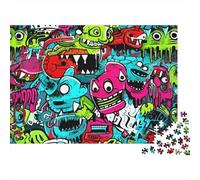 Monsters Graffiti 1000 Pezzi Puzzle Materiale Riciclabile Paper Street Art Puzzle for Adulti Divertente Regalo & Activity for Home Ottimo Idea Regalo for Uomini 52x38cm/1000pcs