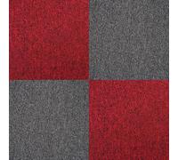 Monstershop - Moquette Pavimento al Metro Quadrotte di Tappeto su Misura Componibile Mattonelle in Tessuto Autoposanti per Interni Set da 40 Piastrelle 50x50cm 10mq - Nero Carbone & Rosso Scarlatto