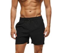 Monstoyo Costume Uomo Mare Asciugatura Rapida Costumi da Bagno Uomo Pantaloncini Mare con Tasche Zip Boxer Spiaggia Piscina Surf Fodera in Rete e Coulisse Regolabile L Nero
