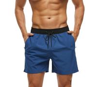 Monstoyo Costume Uomo Mare Asciugatura Rapida Costumi da Bagno Uomo Pantaloncini Mare con Tasche Zip Boxer Spiaggia Piscina Surf Fodera in Rete e Coulisse Regolabile L Splicing Marina